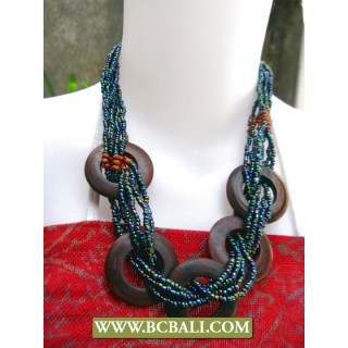 Paua Beaded Wrap Wooden Necklaces